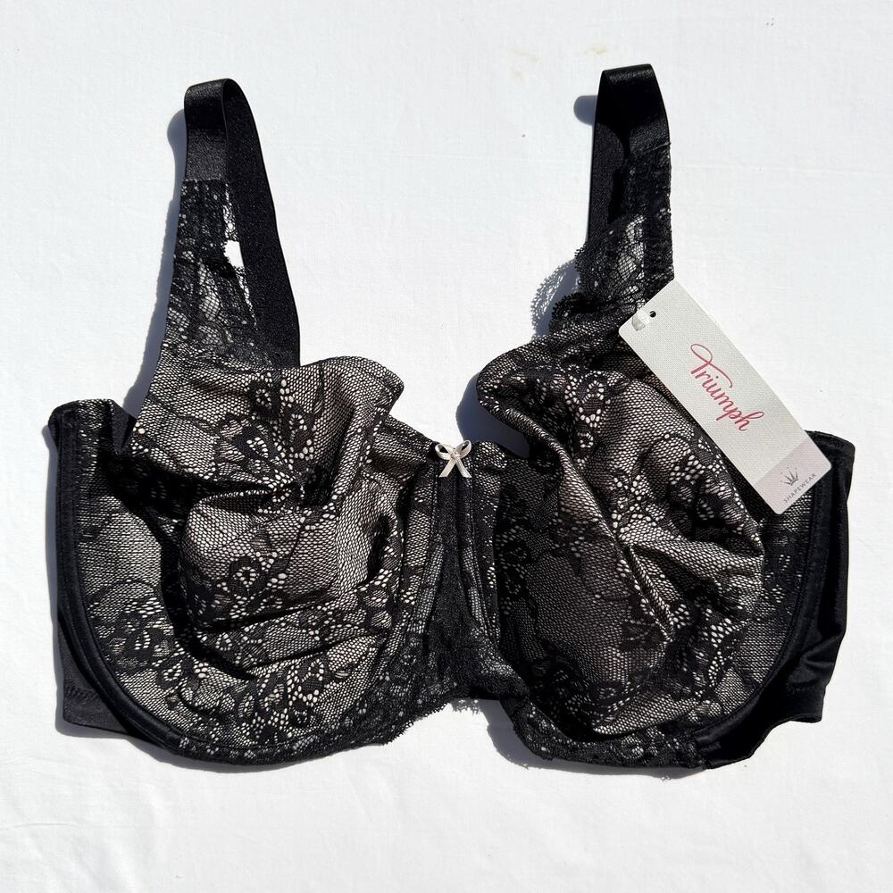 Triumph Shapewear Contouring Sensation Bra US 42G Black Lace Underwire Unlined
